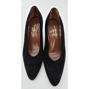 Henry Bendel Black Suede Heels Womens Size 8 Made In Italy old money elegant